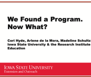 Title slide of presentation "We Found a Program. Now What?"